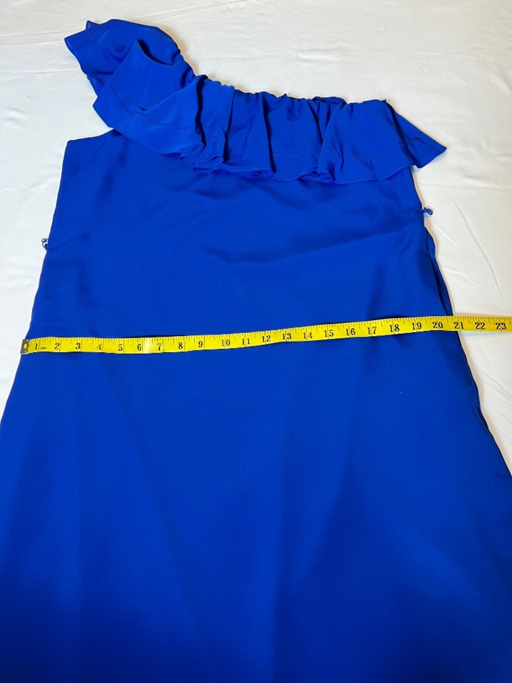 NWOT - Banana Republic Royal Blue One-Shoulder Maxi Ruffled Dress - Picture 9 of 11